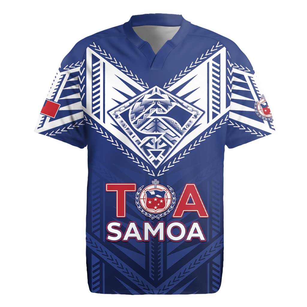 Super Toa Samoa Rugby Custom Rugby Jersey Warrior Spirit LT05 Blue - Polynesian Pride