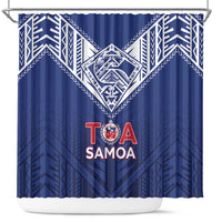 Super Toa Samoa Rugby Shower Curtain Warrior Spirit LT05 Blue - Polynesian Pride