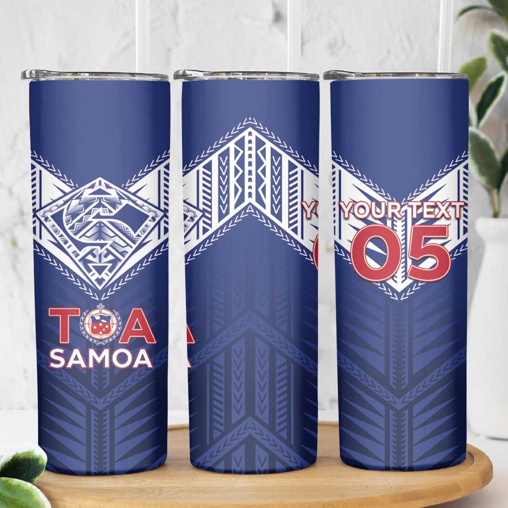 Super Toa Samoa Rugby Custom Skinny Tumbler Warrior Spirit LT05 - Polynesian Pride