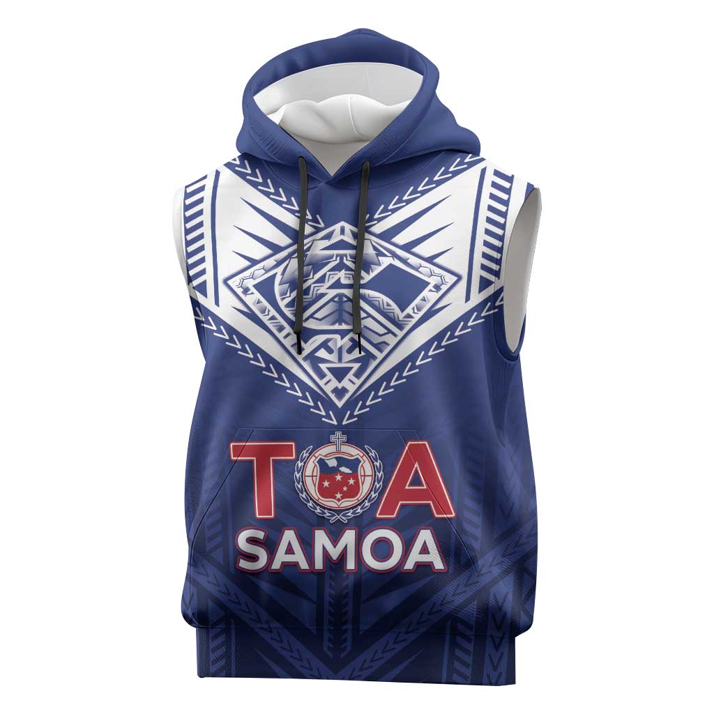 Super Toa Samoa Rugby Custom Sleeveless Hoodie Warrior Spirit LT05 Blue - Polynesian Pride