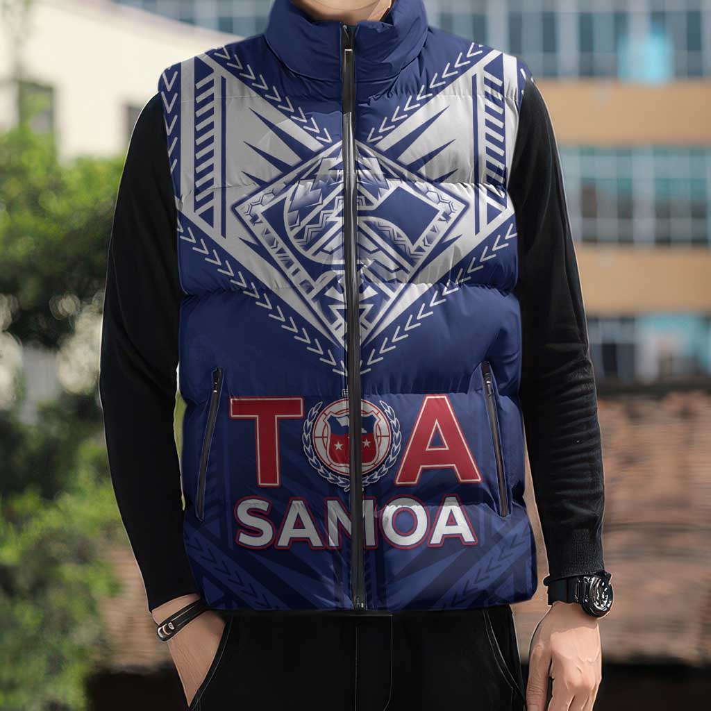 Super Toa Samoa Rugby Custom Sleeveless Puffer Jacket Warrior Spirit LT05 - Polynesian Pride