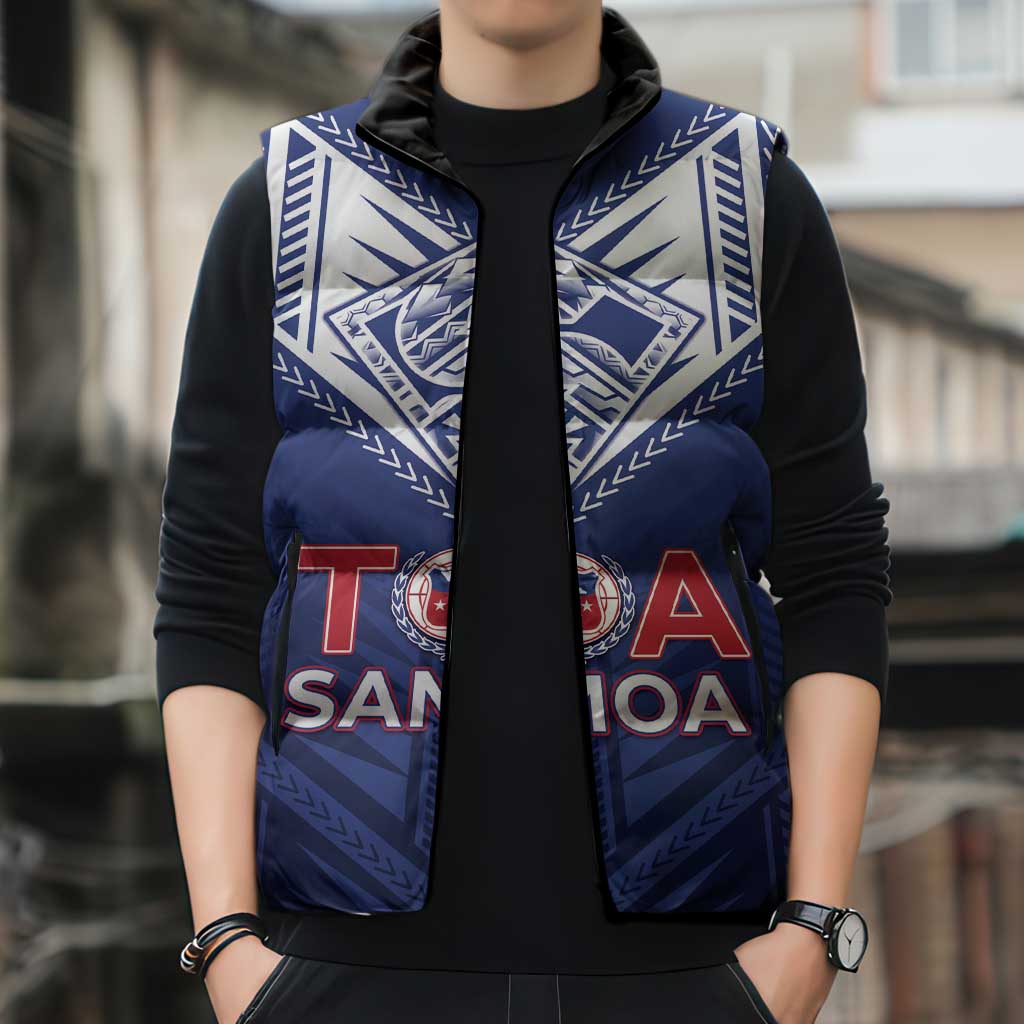 Super Toa Samoa Rugby Custom Sleeveless Puffer Jacket Warrior Spirit LT05 - Polynesian Pride