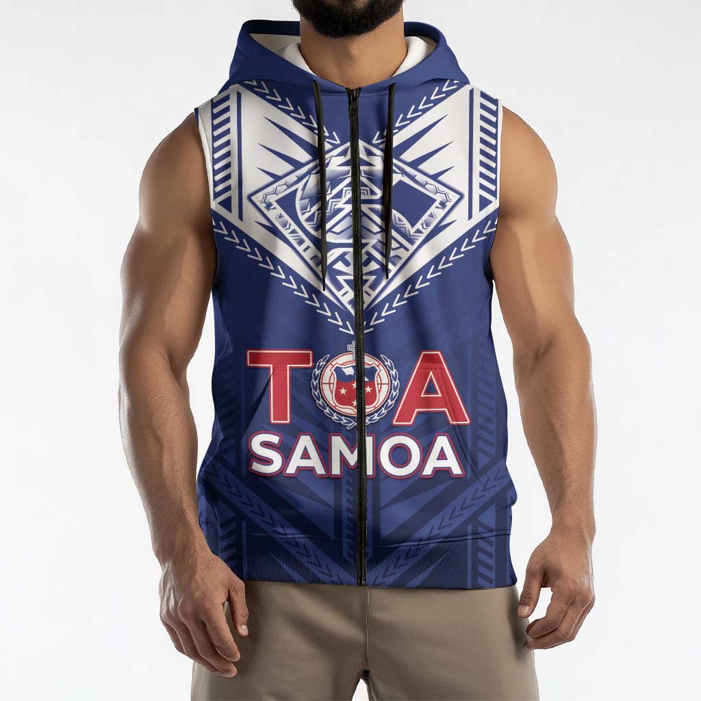 Super Toa Samoa Rugby Custom Sleeveless Zip Hoodie Warrior Spirit LT05 - Polynesian Pride