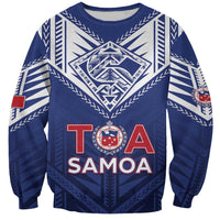 Super Toa Samoa Rugby Custom Sweatshirt Warrior Spirit LT05 Unisex Blue - Polynesian Pride