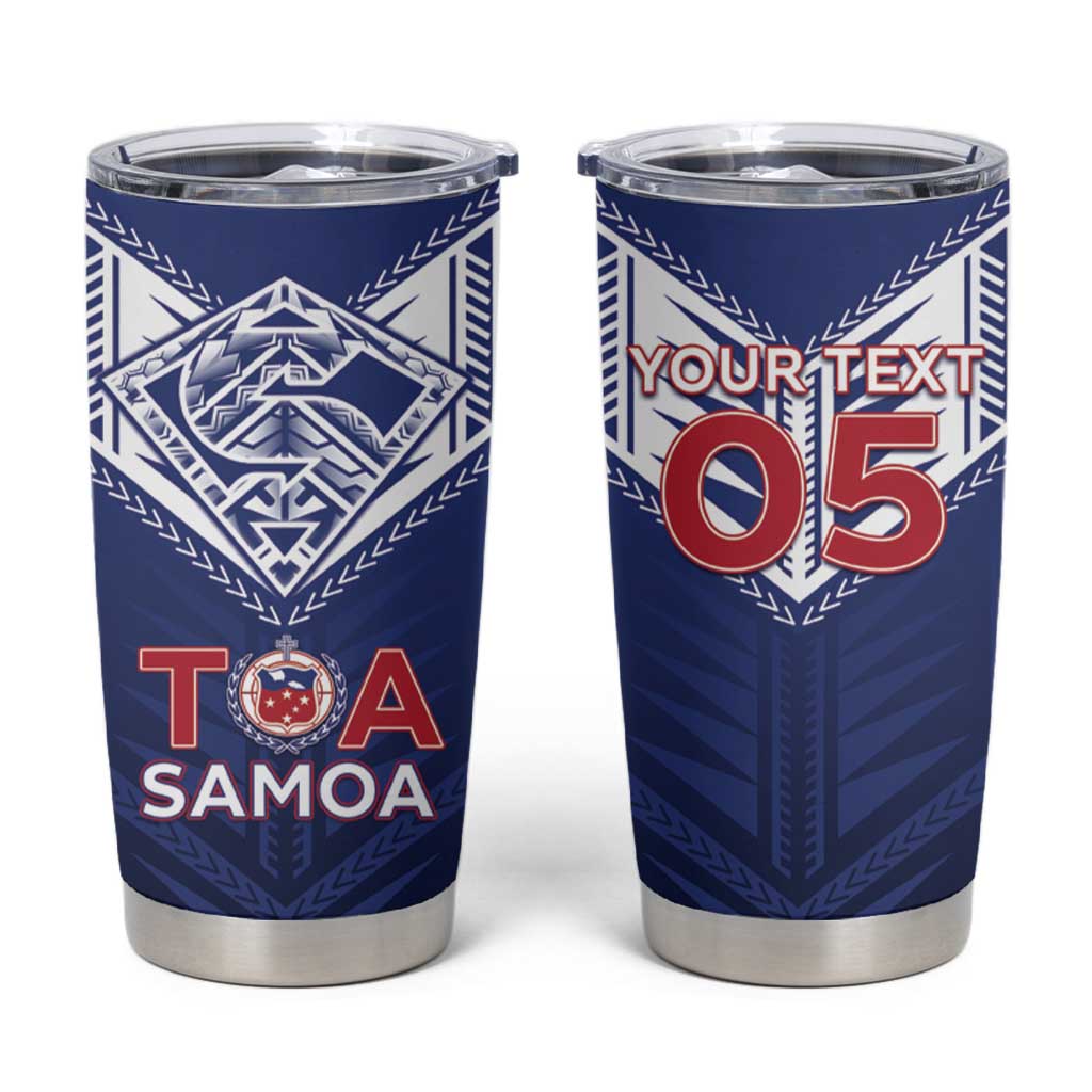 Super Toa Samoa Rugby Custom Tumbler Cup Warrior Spirit LT05 Blue - Polynesian Pride