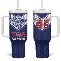 Super Toa Samoa Rugby Custom Tumbler With Handle Warrior Spirit LT05 One Size: 40 oz Blue - Polynesian Pride