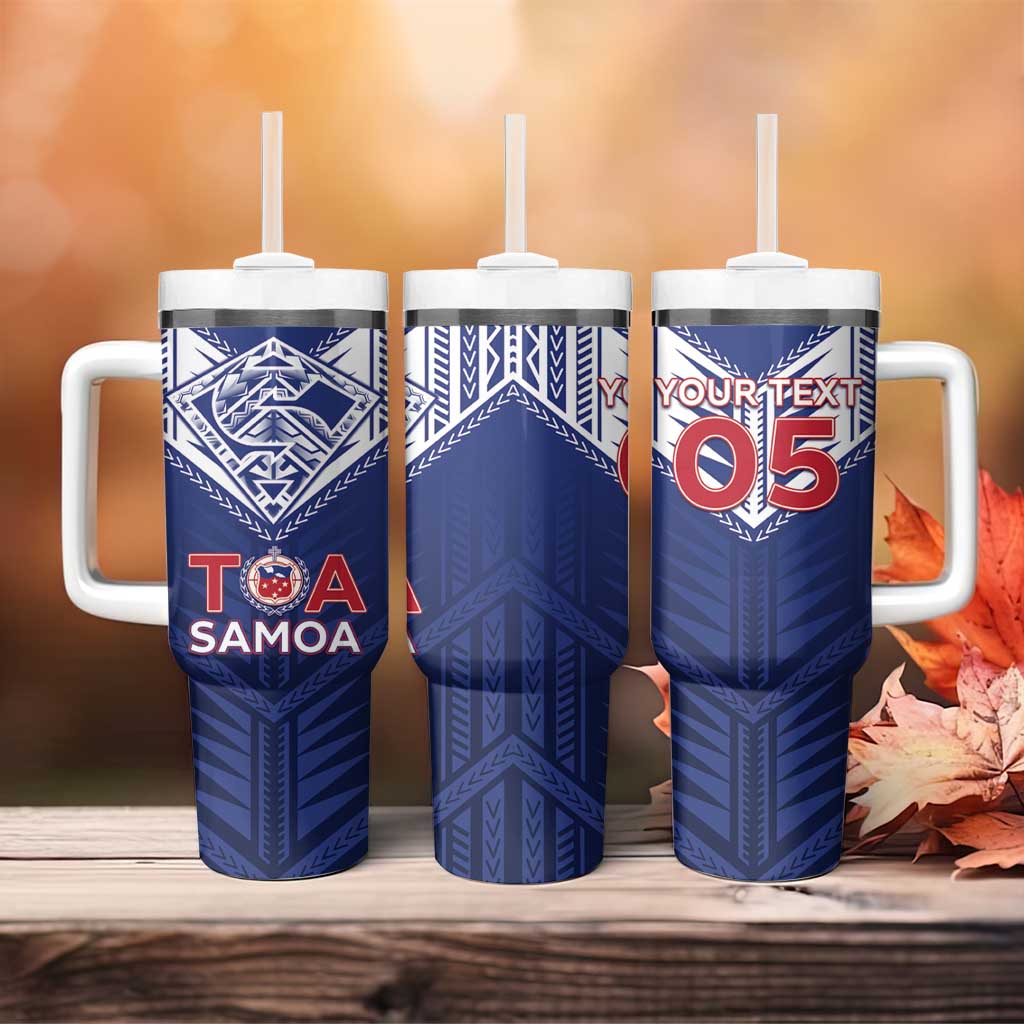 Super Toa Samoa Rugby Custom Tumbler With Handle Warrior Spirit LT05 - Polynesian Pride