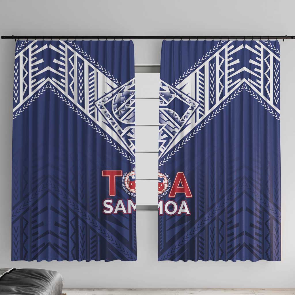 Super Toa Samoa Rugby Window Curtain Warrior Spirit LT05 With Hooks Blue - Polynesian Pride
