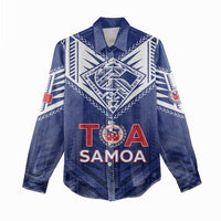 Super Toa Samoa Rugby Custom Women Casual Shirt Warrior Spirit LT05 - Polynesian Pride