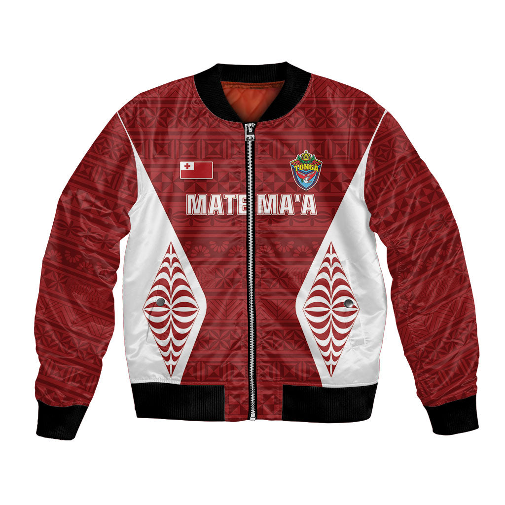 Mate Maa Tonga Rugby Bomber Jacket Kupesi Tokelau Feletoa Pattern
