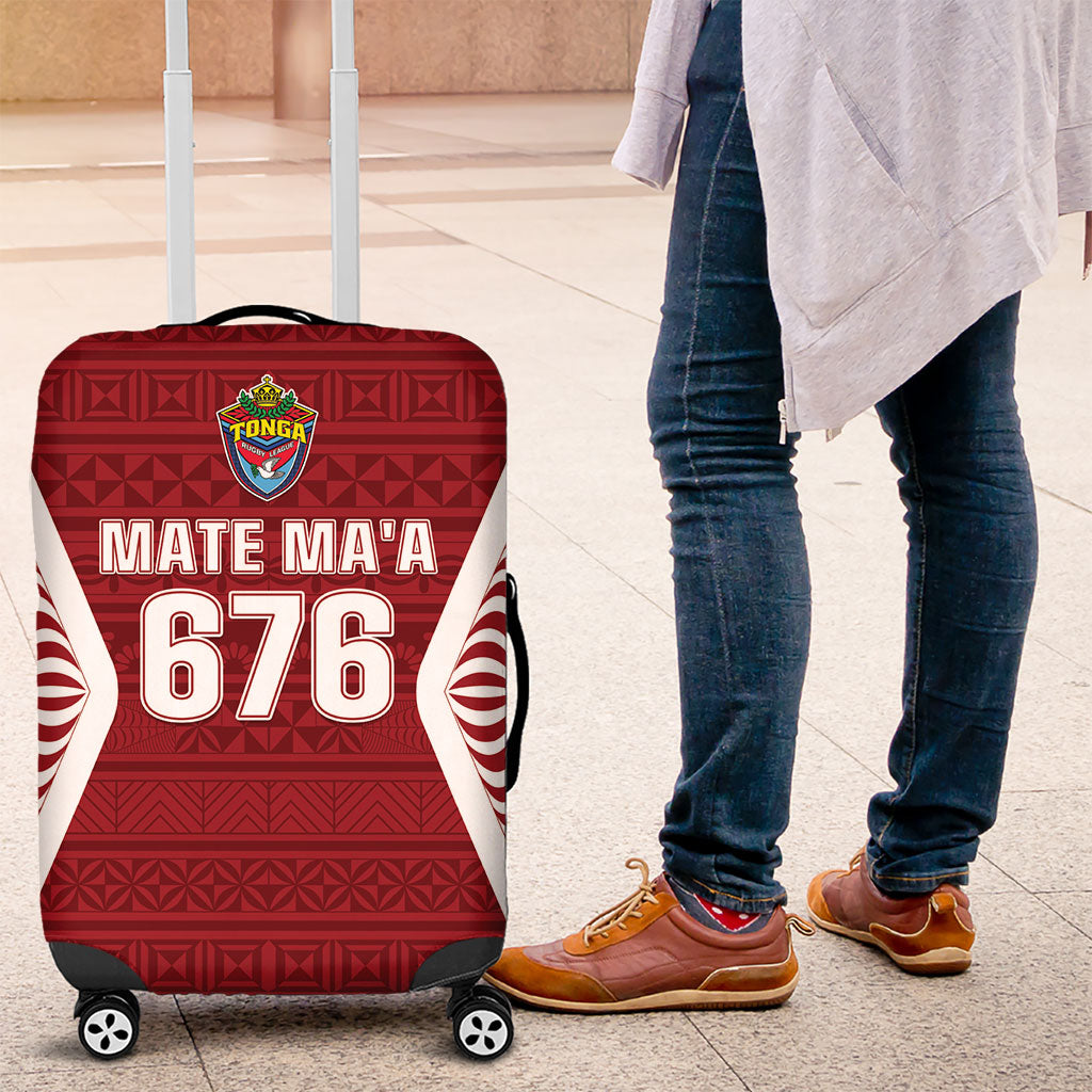Mate Maa Tonga Rugby Luggage Cover Kupesi Tokelau Feletoa Pattern LT05 Red - Polynesian Pride