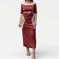 Mate Maa Tonga Rugby Puletasi Kupesi Tokelau Feletoa Pattern LT05 Long Dress Red - Polynesian Pride