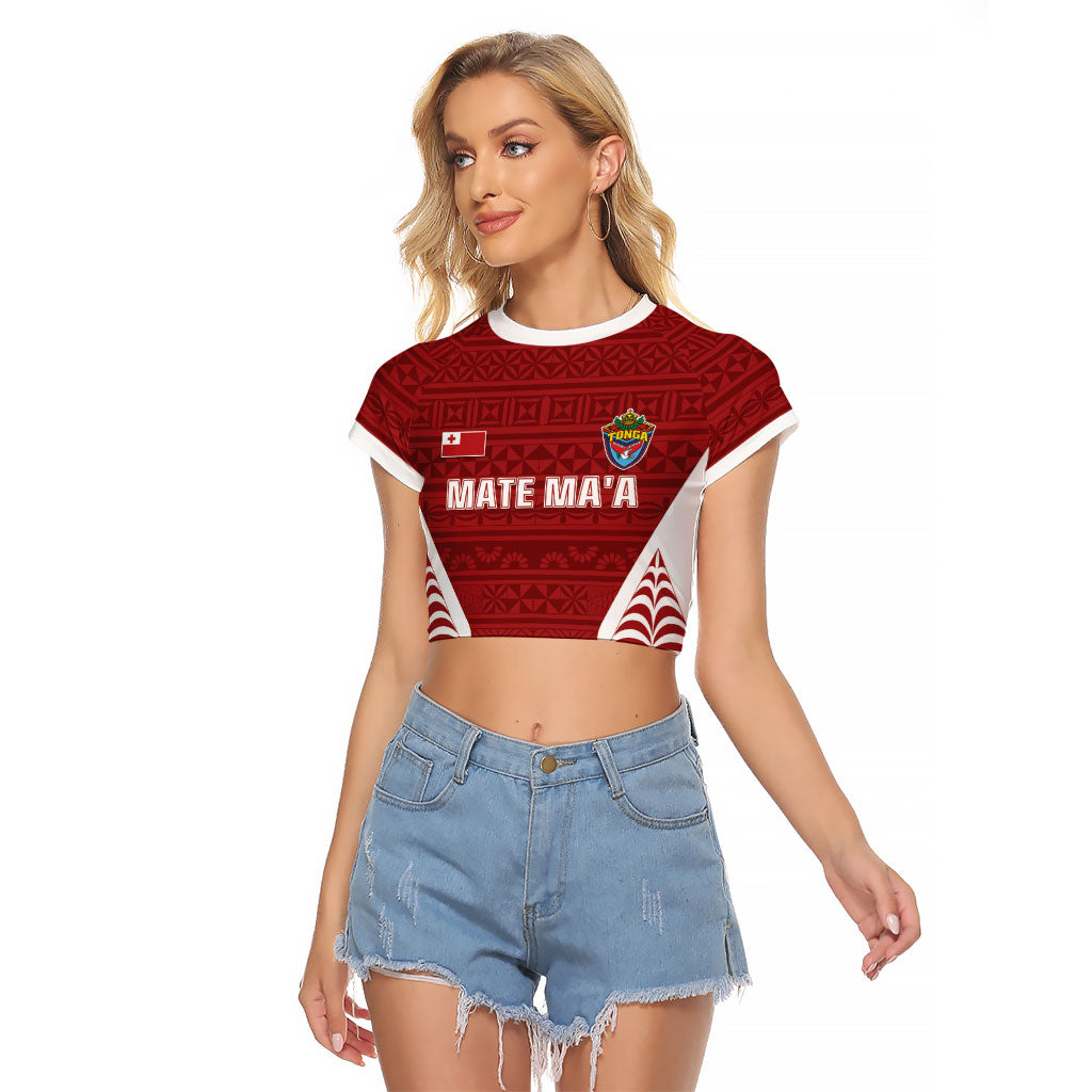Mate Maa Tonga Rugby Raglan Cropped T Shirt Kupesi Tokelau Feletoa Pattern