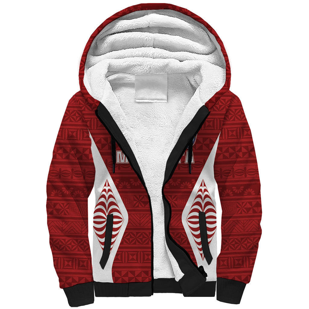 Mate Maa Tonga Rugby Sherpa Hoodie Kupesi Tokelau Feletoa Pattern