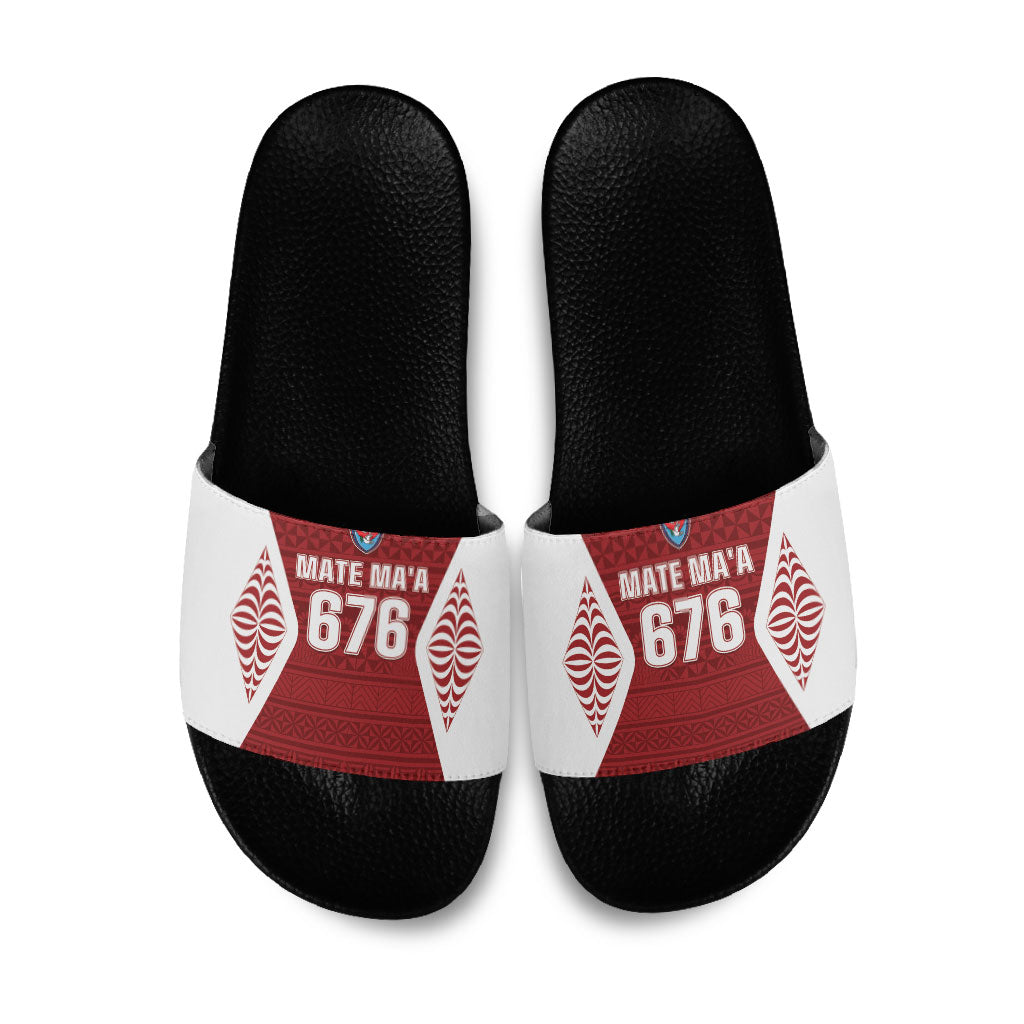 Mate Maa Tonga Rugby Slide Sandals Kupesi Tokelau Feletoa Pattern