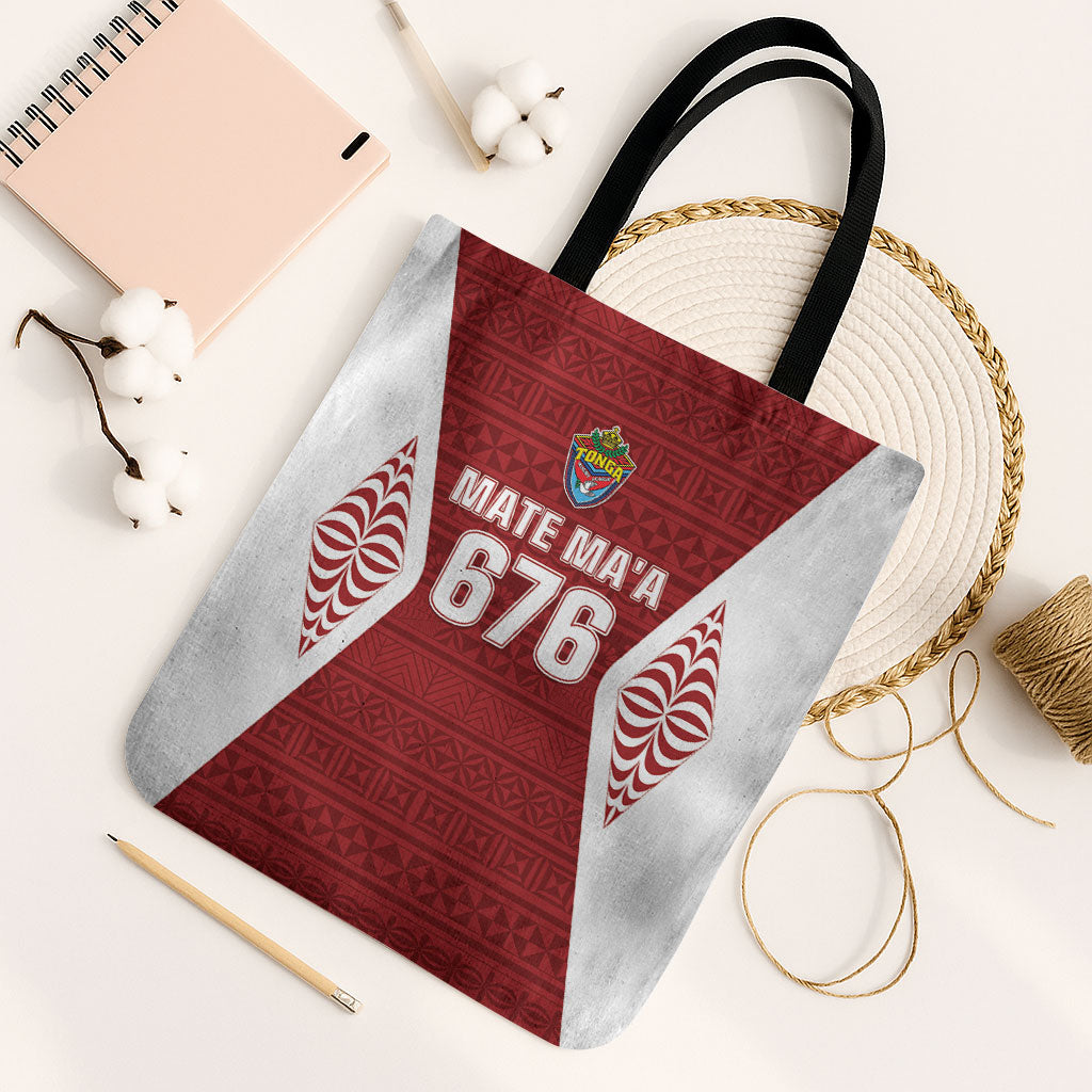 Mate Maa Tonga Rugby Tote Bag Kupesi Tokelau Feletoa Pattern