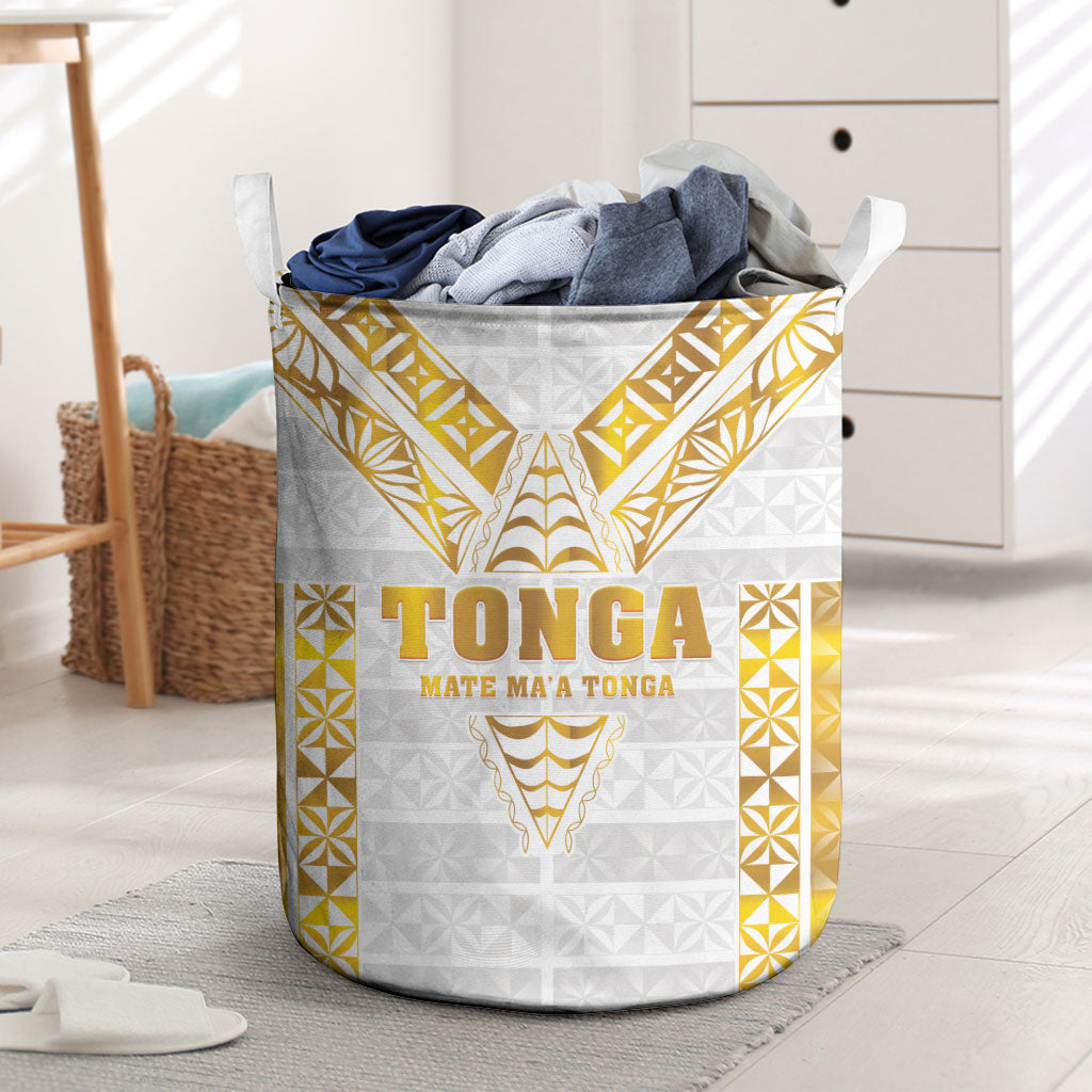 Mate Maa Tonga Rugby Laundry Basket Tongan Kupesi Gold Version