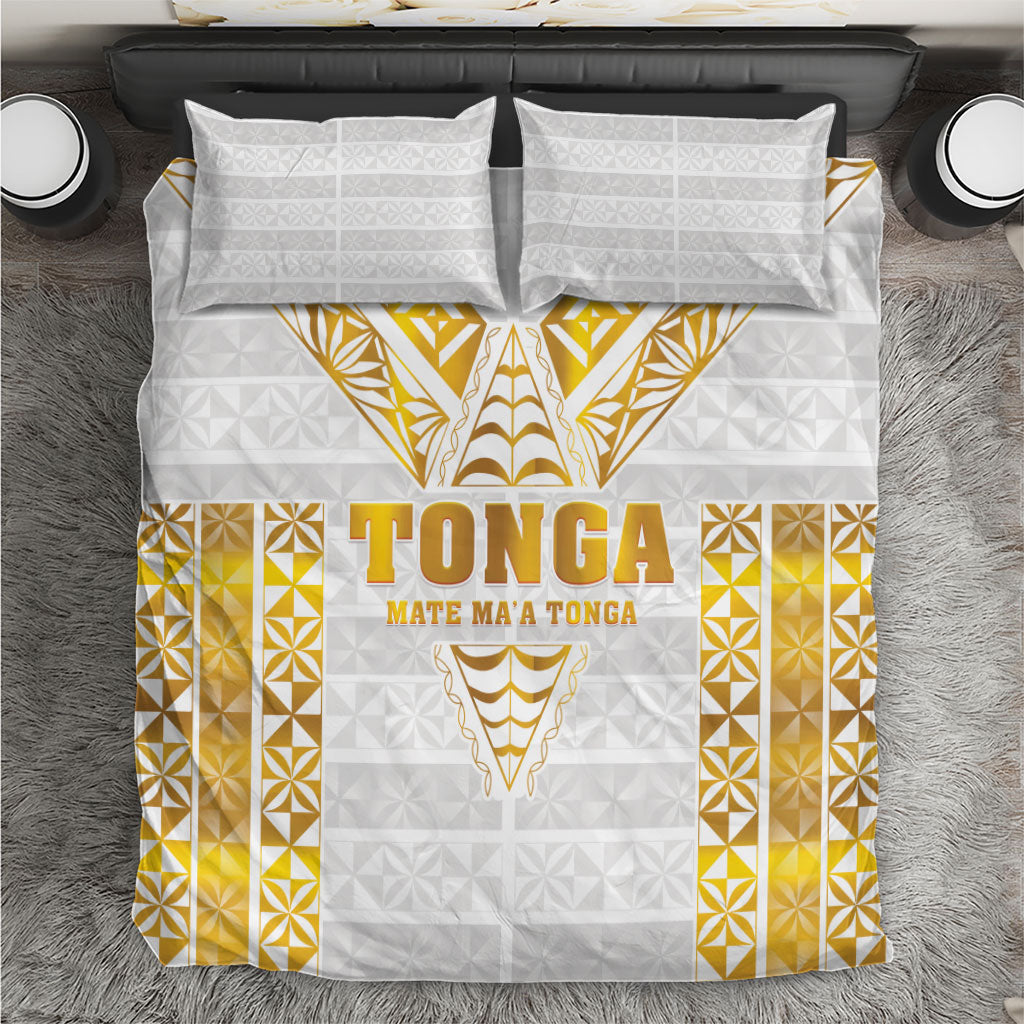 Mate Maa Tonga Rugby Bedding Set Tongan Kupesi Gold Version