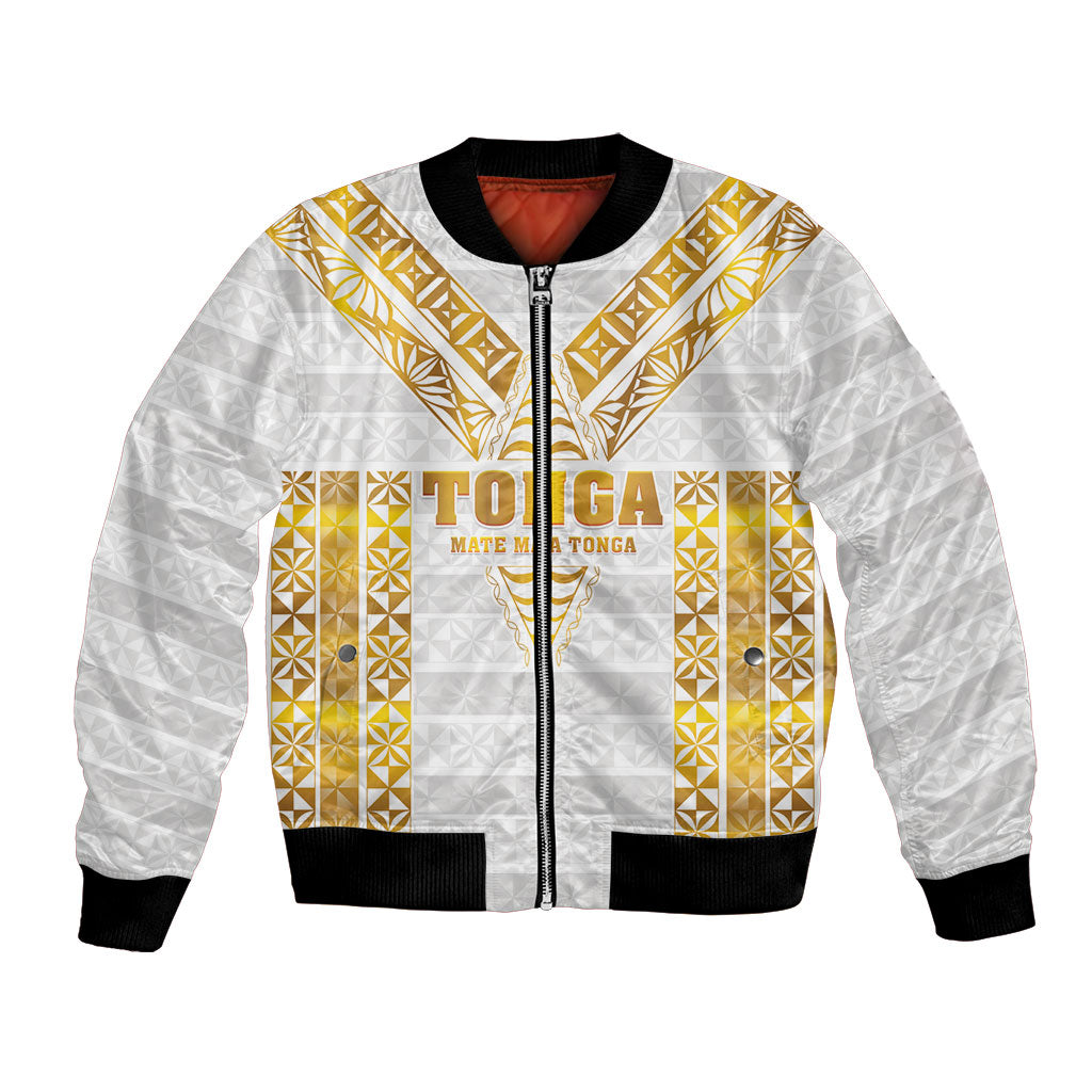 Mate Maa Tonga Rugby Custom Bomber Jacket Tongan Kupesi Gold Version