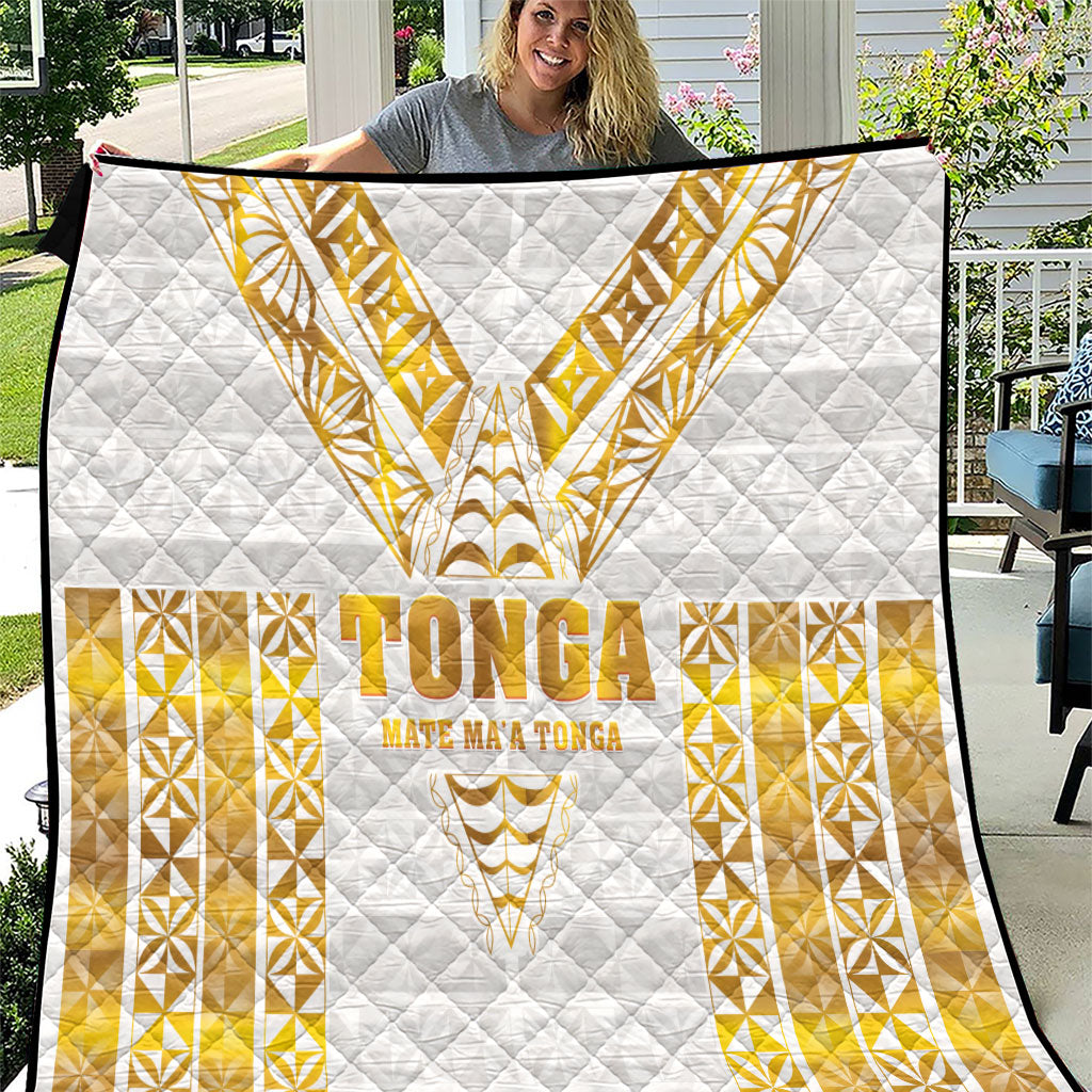 Mate Maa Tonga Rugby Quilt Tongan Kupesi Gold Version