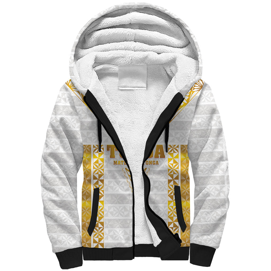 Mate Maa Tonga Rugby Custom Sherpa Hoodie Tongan Kupesi Gold Version