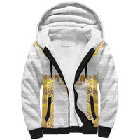 Mate Maa Tonga Rugby Custom Sherpa Hoodie Tongan Kupesi Gold Version LT05 Unisex White - Polynesian Pride