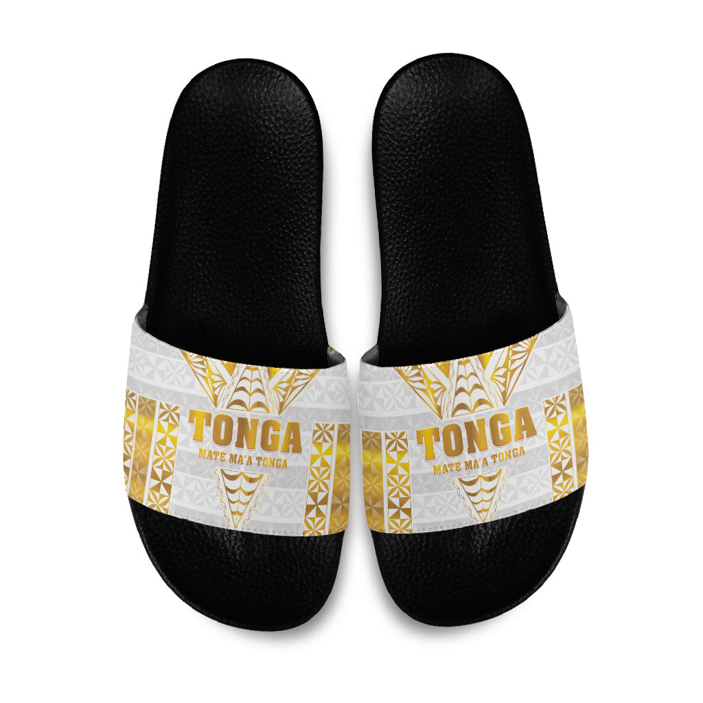 Mate Maa Tonga Rugby Slide Sandals Tongan Kupesi Gold Version