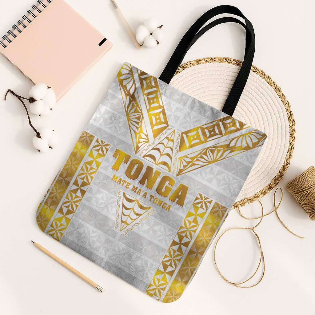 Mate Maa Tonga Rugby Tote Bag Tongan Kupesi Gold Version