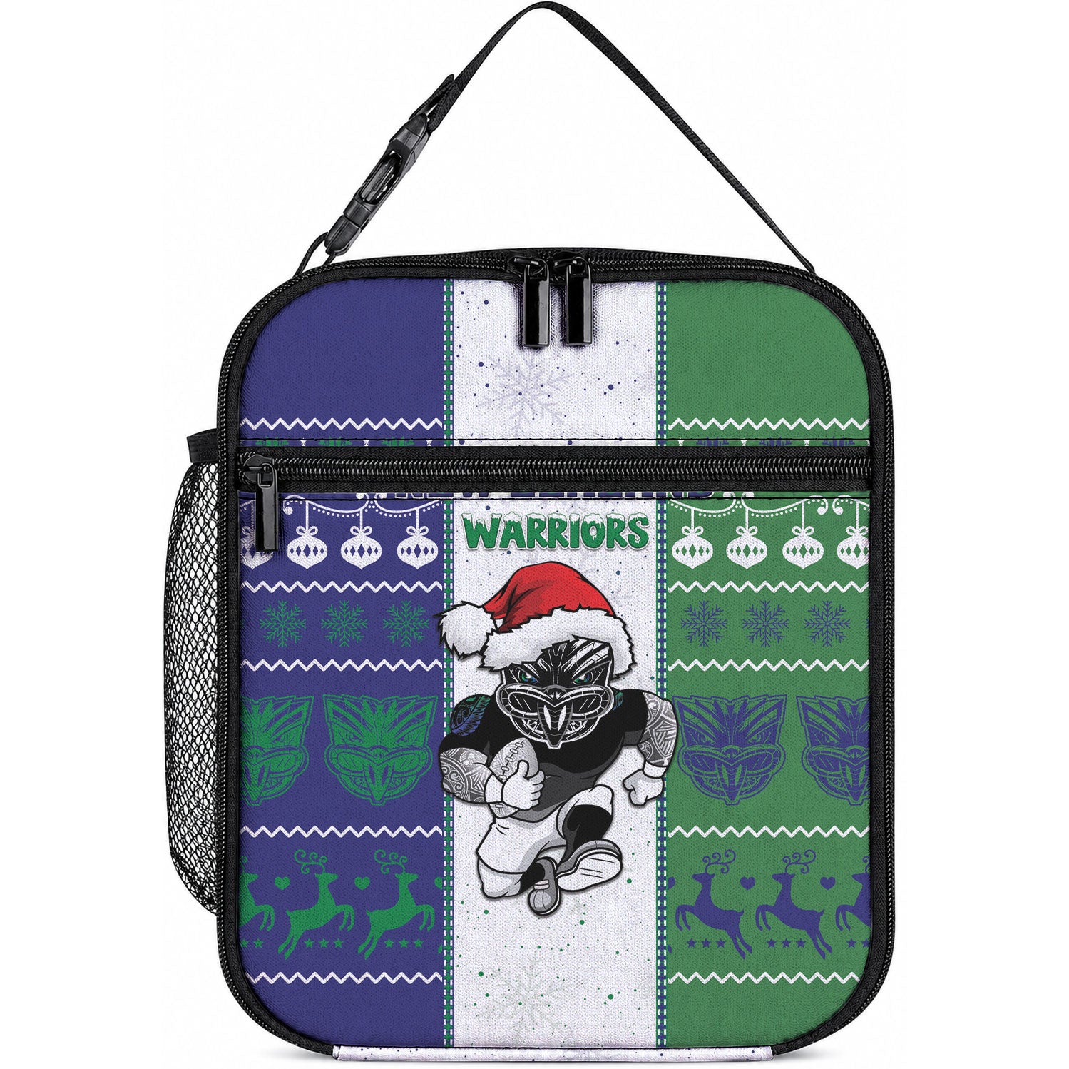 New Zealand Warriors Rugby Christmas Lunch Bag Santa Maori Mascot LT05 10.2 × 8.3 × 4.3 inch White - Polynesian Pride