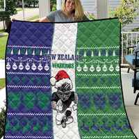 New Zealand Warriors Rugby Christmas Quilt Santa Maori Mascot LT05 White - Polynesian Pride