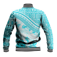 Hawaiian Tapa Baseball Jacket Traditional Vintage Pattern Aqua LT05 - Polynesian Pride