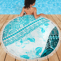 Hawaiian Tapa Beach Blanket Traditional Vintage Pattern Aqua LT05 - Polynesian Pride