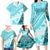 Hawaiian Tapa Family Matching Long Sleeve Bodycon Dress and Hawaiian Shirt Traditional Vintage Pattern Aqua LT05 - Polynesian Pride