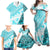 Hawaiian Tapa Family Matching Off Shoulder Maxi Dress and Hawaiian Shirt Traditional Vintage Pattern Aqua LT05 - Polynesian Pride