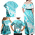 Hawaiian Tapa Family Matching Off Shoulder Maxi Dress and Hawaiian Shirt Traditional Vintage Pattern Aqua LT05 - Polynesian Pride