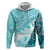 Hawaiian Tapa Hoodie Traditional Vintage Pattern Aqua LT05 Aqua - Polynesian Pride