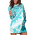 Hawaiian Tapa Hoodie Dress Traditional Vintage Pattern Aqua LT05 Aqua - Polynesian Pride