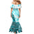 Hawaiian Tapa Mermaid Dress Traditional Vintage Pattern Aqua LT05 - Polynesian Pride