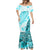 Hawaiian Tapa Mermaid Dress Traditional Vintage Pattern Aqua LT05 - Polynesian Pride