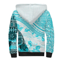 Hawaiian Tapa Sherpa Hoodie Traditional Vintage Pattern Aqua LT05 - Polynesian Pride
