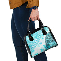 Hawaiian Tapa Shoulder Handbag Traditional Vintage Pattern Aqua LT05 - Polynesian Pride