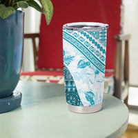 Hawaiian Tapa Tumbler Cup Traditional Vintage Pattern Aqua LT05 - Polynesian Pride
