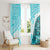 Hawaiian Tapa Window Curtain Traditional Vintage Pattern Aqua LT05 - Polynesian Pride