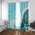 Hawaiian Tapa Window Curtain Traditional Vintage Pattern Aqua LT05 With Grommets Aqua - Polynesian Pride