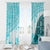 Hawaiian Tapa Window Curtain Traditional Vintage Pattern Aqua LT05 - Polynesian Pride