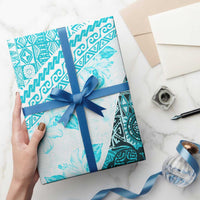 Hawaiian Tapa Wrapping Paper Traditional Vintage Pattern Aqua LT05 - Polynesian Pride