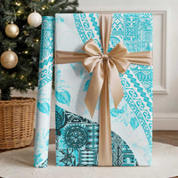 Hawaiian Tapa Wrapping Paper Traditional Vintage Pattern Aqua LT05 - Polynesian Pride