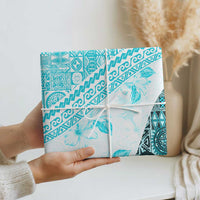 Hawaiian Tapa Wrapping Paper Traditional Vintage Pattern Aqua LT05 - Polynesian Pride