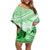 Hawaiian Tapa Off Shoulder Short Dress Traditional Vintage Pattern Green LT05 Women Green - Polynesian Pride