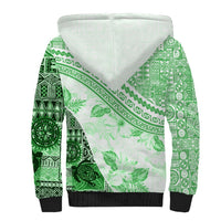 Hawaiian Tapa Sherpa Hoodie Traditional Vintage Pattern Green LT05 - Polynesian Pride